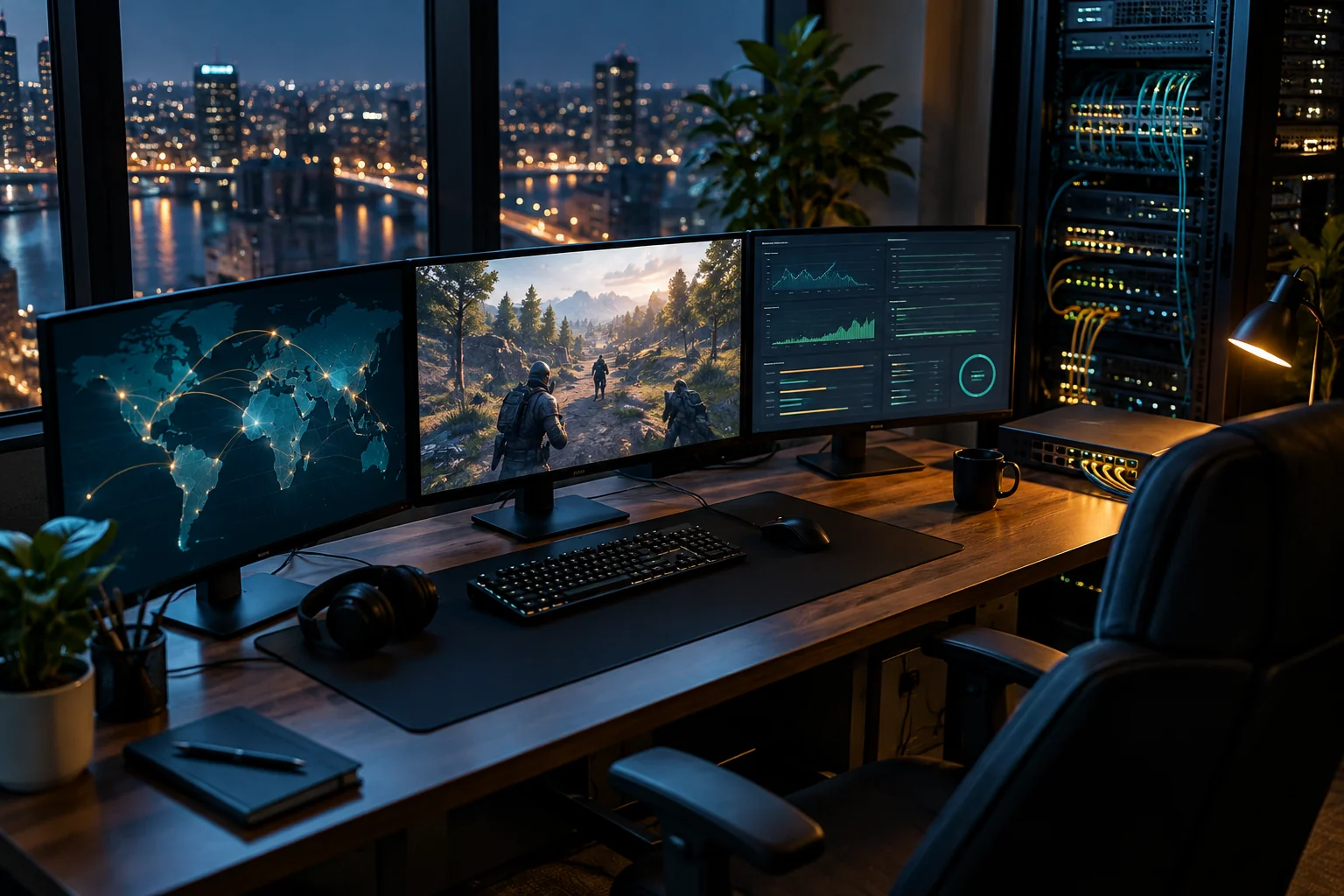 AI-generated realistic concept for Gaming Servers: locations