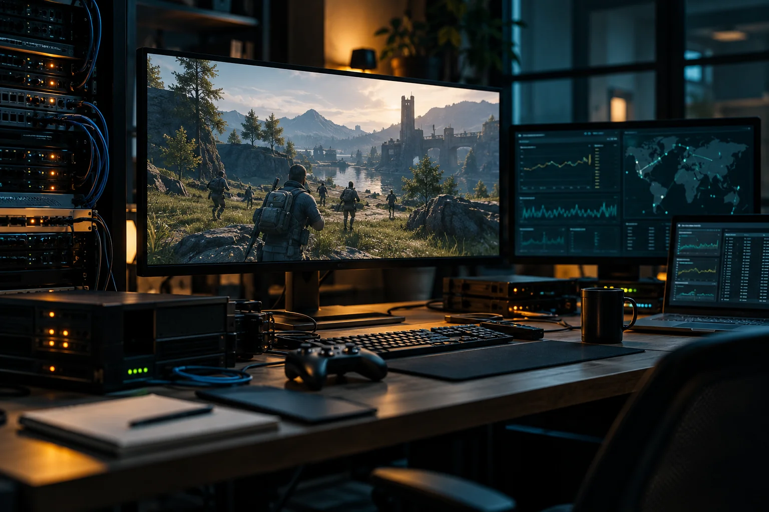 AI-generated realistic concept for Gaming Servers: workload