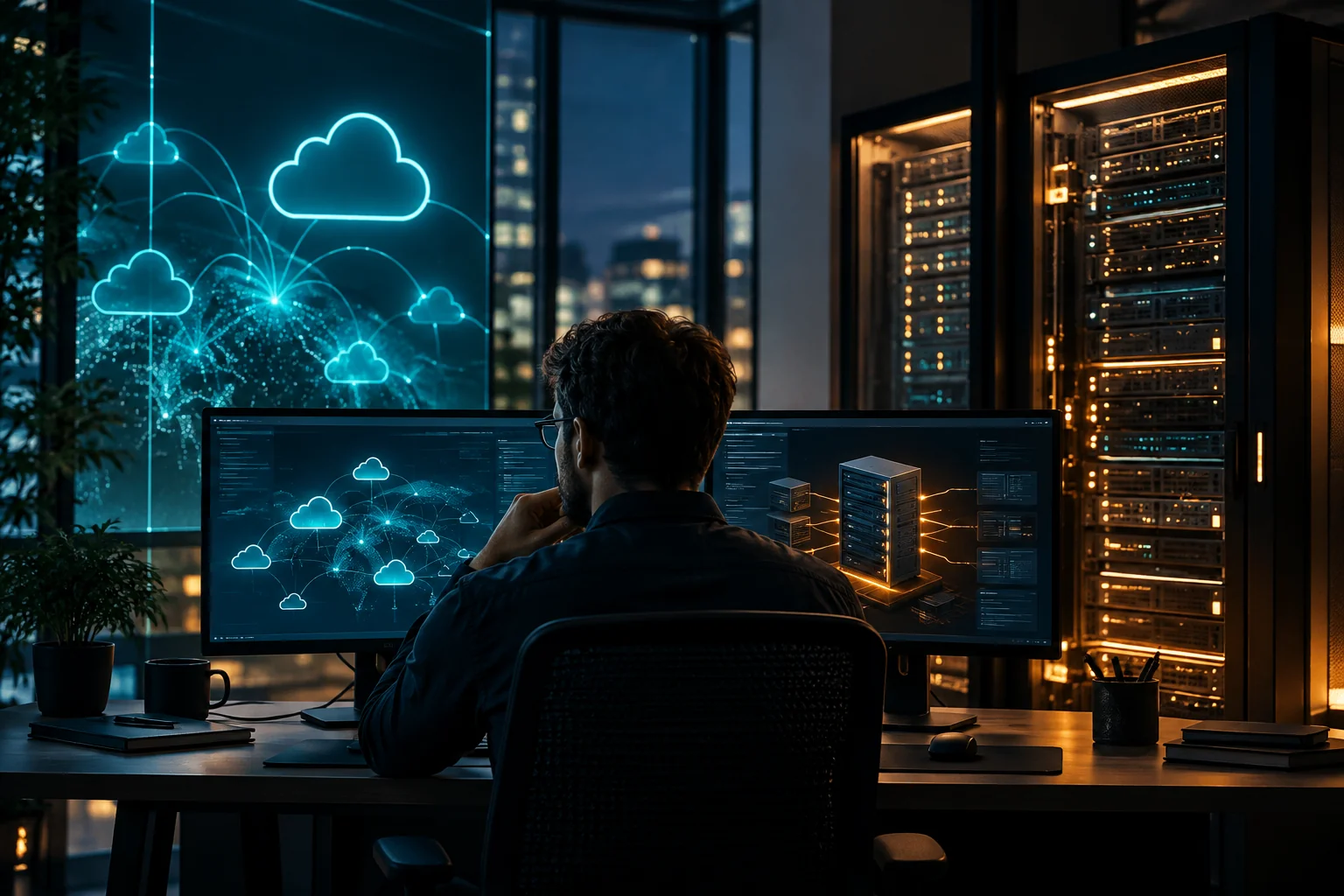 AI-generated realistic concept for cloud vs dedicated